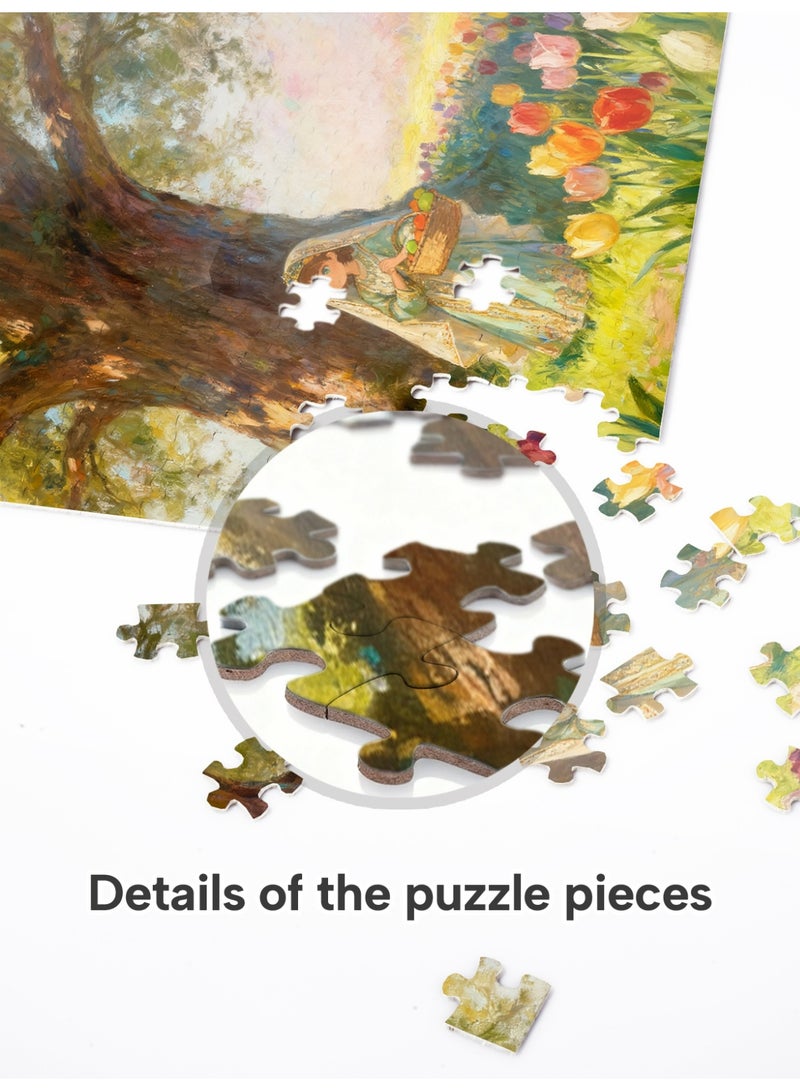 GALADUNE 300 Pieces Jigsaw Puzzle for Adults & Kids, Girl in a Tulip Field Illustration, Stress Relief Puzzle Toy, Perfect Ramadan & Holiday Gift - Image 5
